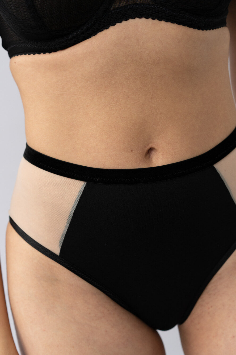 Joanna black nude high waist panties