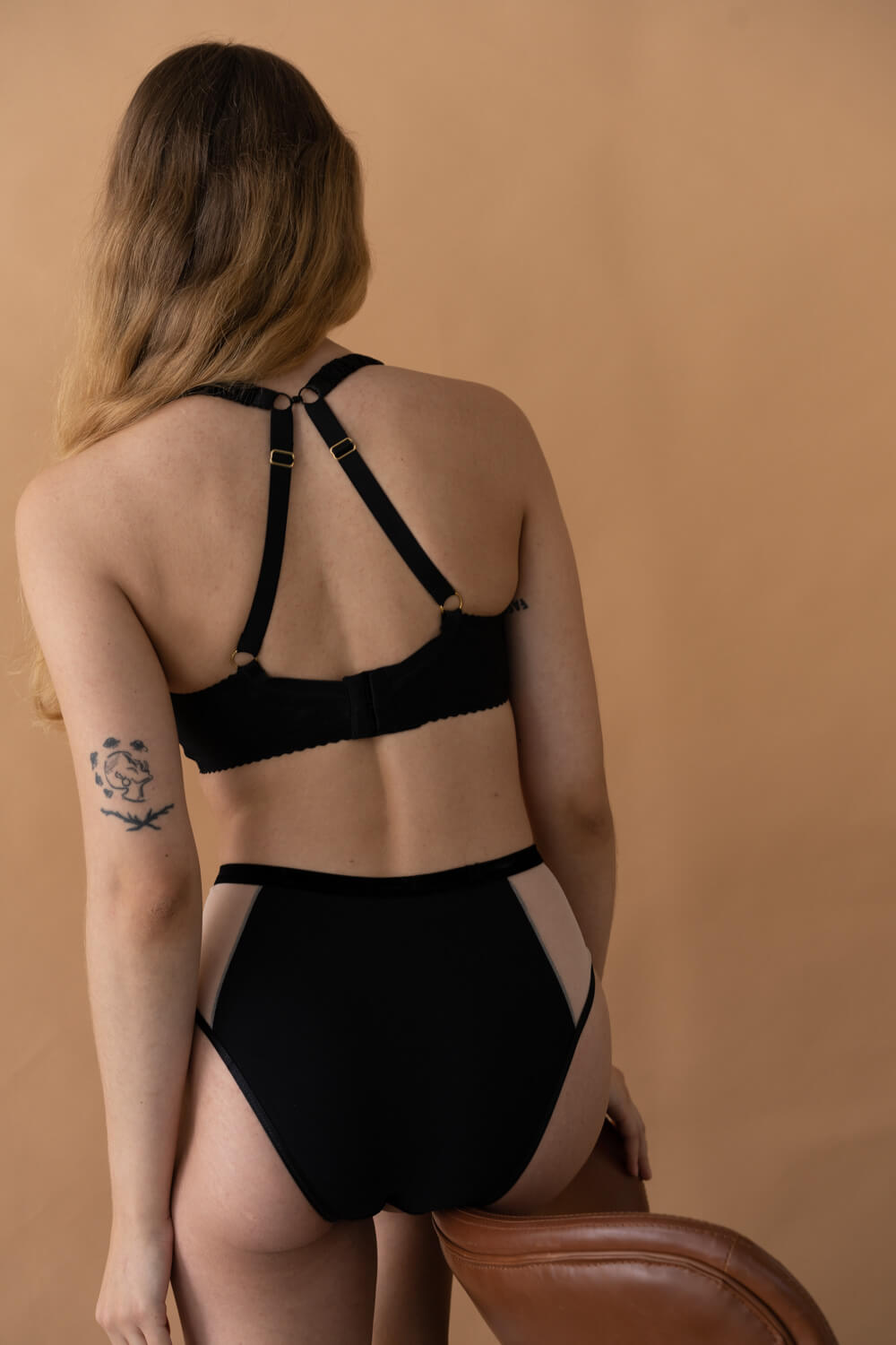 Joanna black nude high waist panties