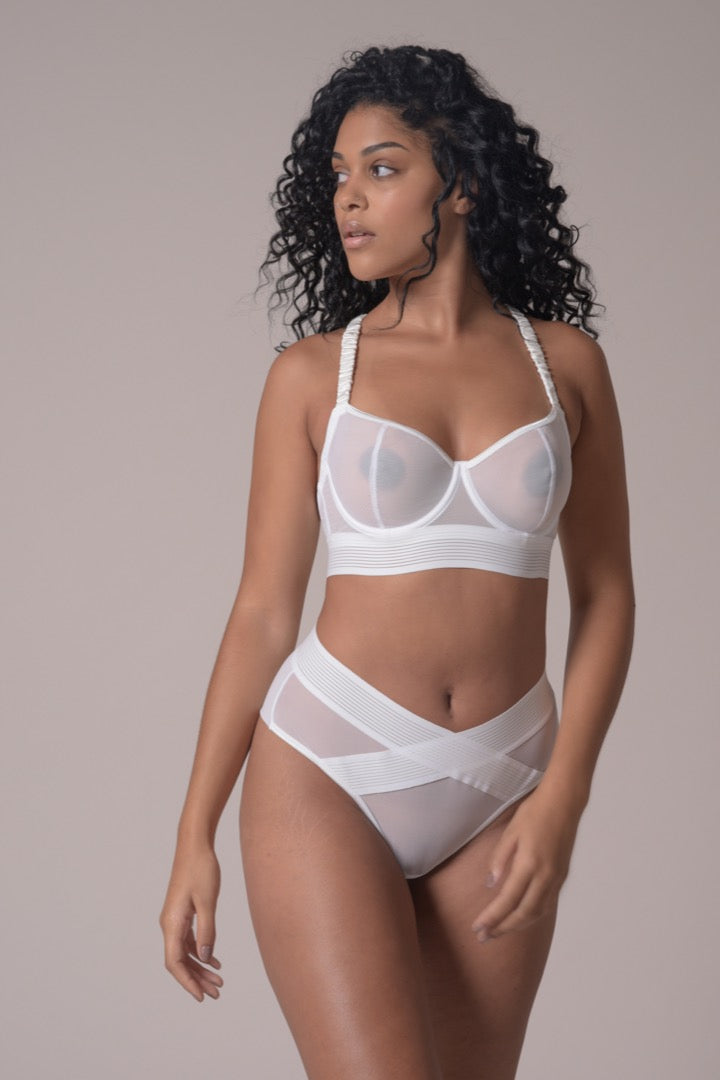 ivory longline sheer mesh bra